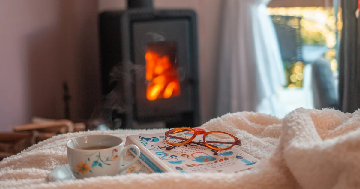 Aquecedor em ambiente interno da Pousada Cantos e Encantos.