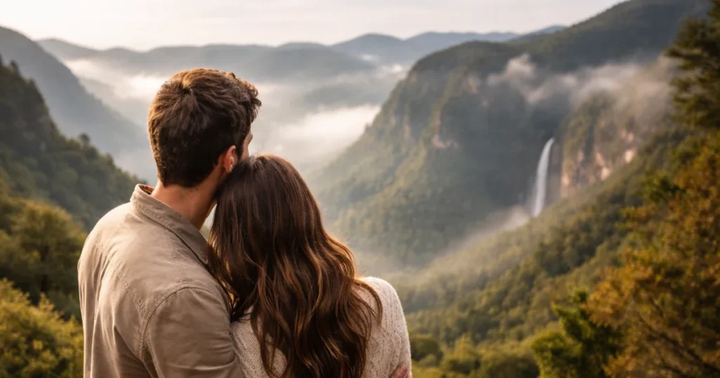 Casal admirando a natureza em Urubici.