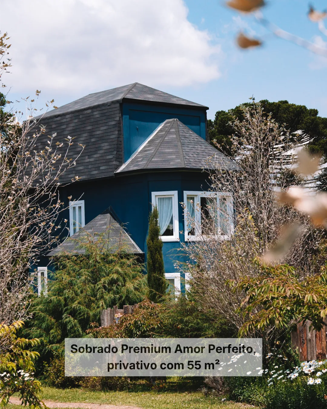 Vista externa do Sobrado Premium da Pousada Cantos e Encantos em Urubici